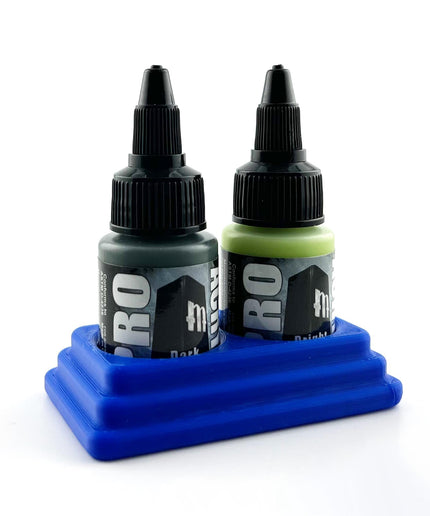 Monument Hobbies 22ml 30mm Paint Bottle Holder / Stand - Holds 2 Monument Hobbies 22ml 30mm  Bottles w/ Anti-Slip Rubber Feet - 3D Printed