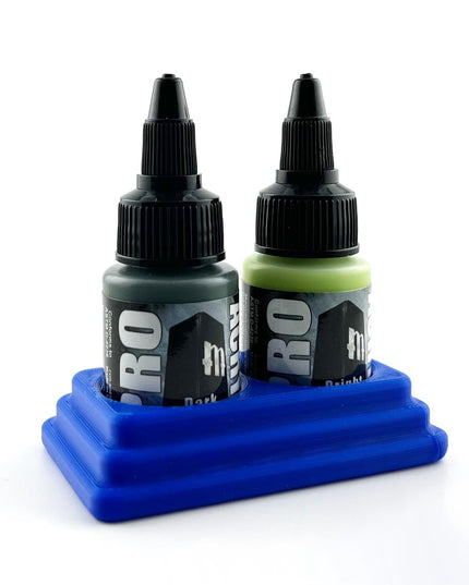 Monument Hobbies 22ml 30mm Paint Bottle Holder / Stand - Holds 2 Monument Hobbies 22ml 30mm  Bottles w/ Anti-Slip Rubber Feet - 3D Printed