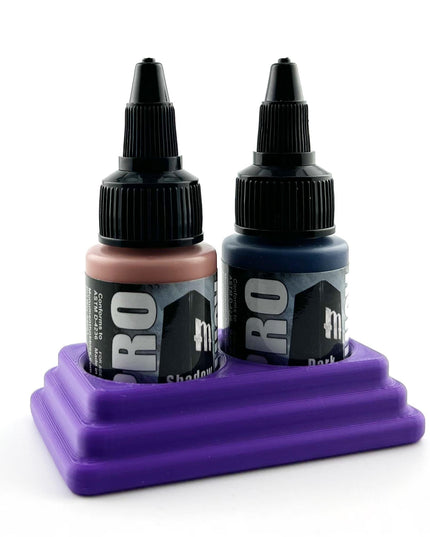 Monument Hobbies 22ml 30mm Paint Bottle Holder / Stand - Holds 2 Monument Hobbies 22ml 30mm  Bottles w/ Anti-Slip Rubber Feet - 3D Printed