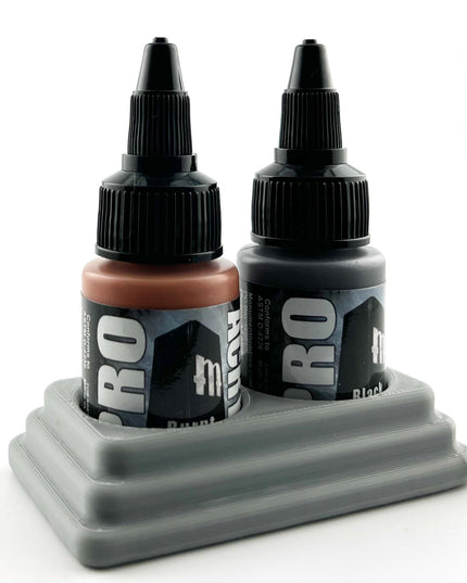 Monument Hobbies 22ml 30mm Paint Bottle Holder / Stand - Holds 2 Monument Hobbies 22ml 30mm  Bottles w/ Anti-Slip Rubber Feet - 3D Printed