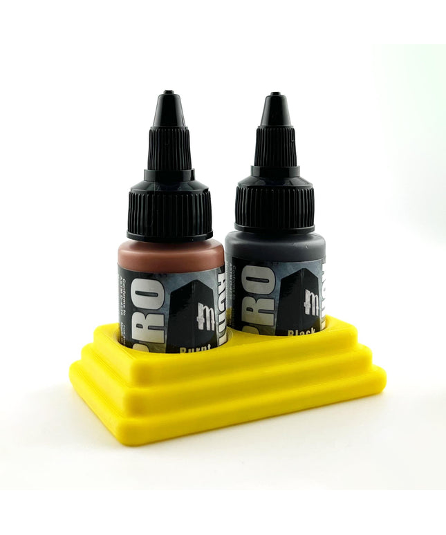 Monument Hobbies 22ml 30mm Paint Bottle Holder / Stand - Holds 2 Monument Hobbies 22ml 30mm  Bottles w/ Anti-Slip Rubber Feet - 3D Printed