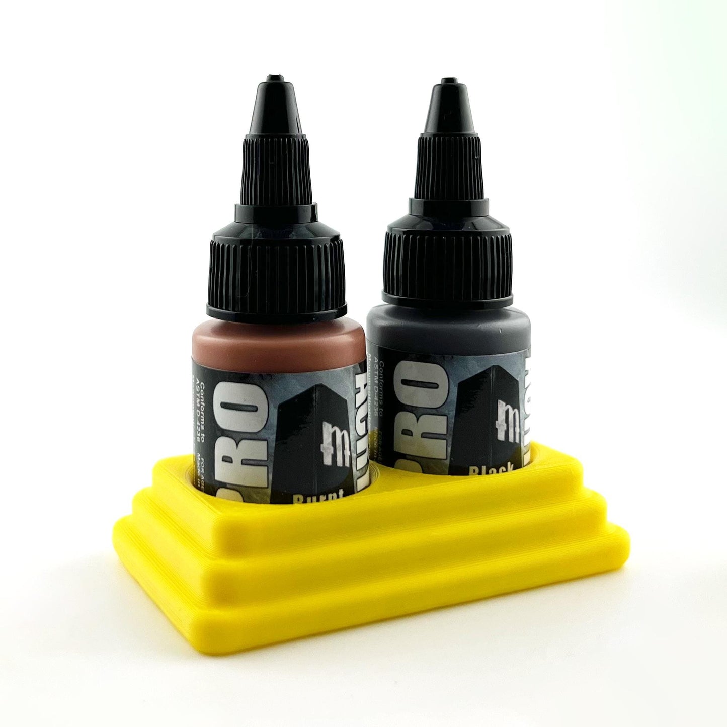 Monument Hobbies 22ml 30mm Paint Bottle Holder / Stand - Holds 2 Monument Hobbies 22ml 30mm  Bottles w/ Anti-Slip Rubber Feet - 3D Printed