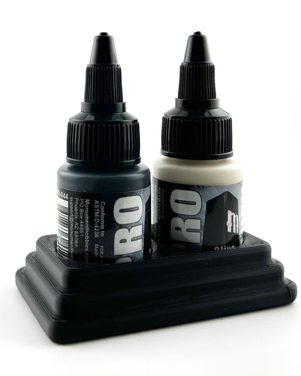 Monument Hobbies 22ml 30mm Paint Bottle Holder / Stand - Holds 2 Monument Hobbies 22ml 30mm  Bottles w/ Anti-Slip Rubber Feet - 3D Printed