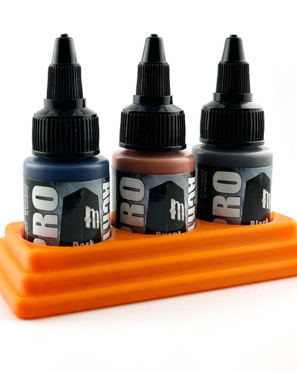 Monument Hobbies 22ml 30mm Paint Bottle Holder / Stand - Holds 3 Monument Hobbies 22ml 30mm  Bottles w/ Anti-Slip Rubber Feet - 3D Printed