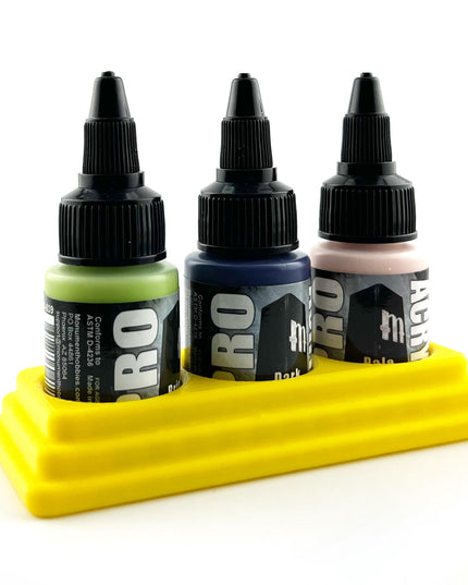 Monument Hobbies 22ml 30mm Paint Bottle Holder / Stand - Holds 3 Monument Hobbies 22ml 30mm  Bottles w/ Anti-Slip Rubber Feet - 3D Printed
