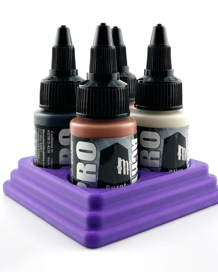 Monument Hobbies 22ml 30mm Paint Bottle Holder / Stand - Holds 4 Monument Hobbies 22ml 30mm  Bottles w/ Anti-Slip Rubber Feet - 3D Printed
