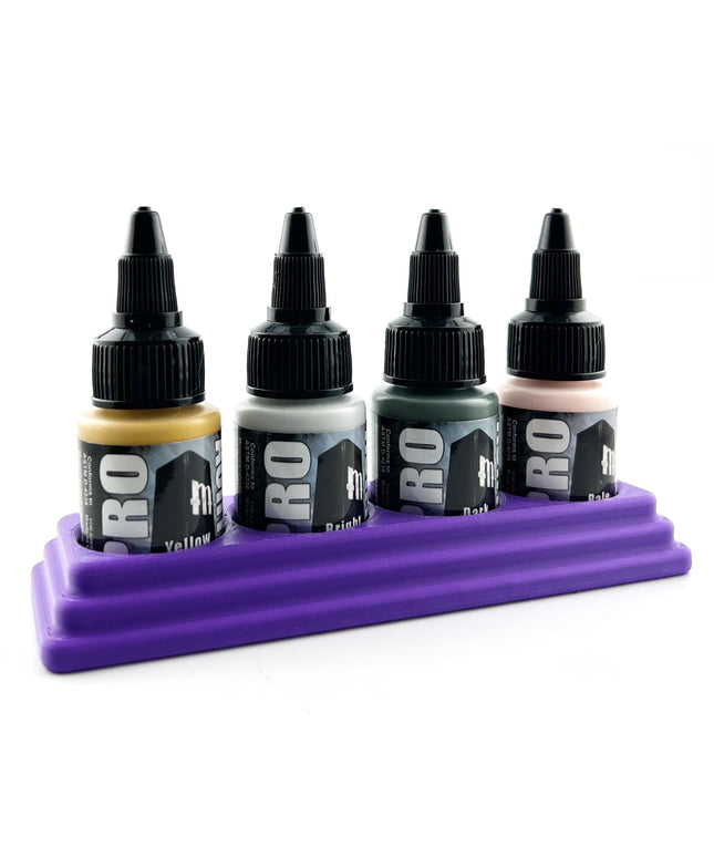 Monument Hobbies 22ml 30mm Paint Bottle Holder / Long Stand - Holds 4 Monument Hobbies 22ml 30mm  Bottles w/ Anti-Slip Rubber Feet
