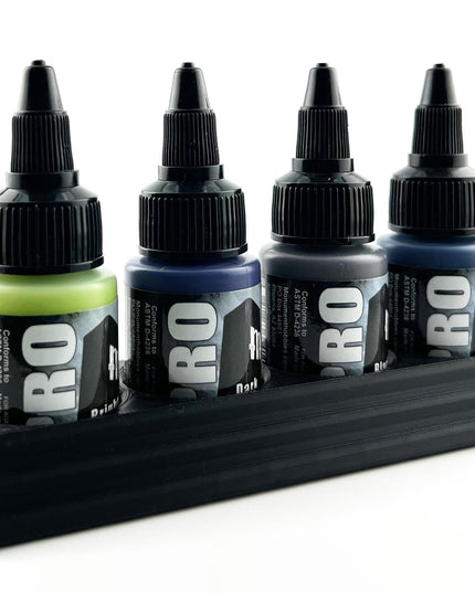 Monument Hobbies 22ml 30mm Paint Bottle Holder / Long Stand - Holds 4 Monument Hobbies 22ml 30mm  Bottles w/ Anti-Slip Rubber Feet
