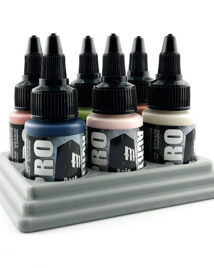 Monument Hobbies 22ml 30mm Paint Bottle Holder / Stand - Holds 6 Monument Hobbies 22ml 30mm  Bottles w/ Anti-Slip Rubber Feet - 3D Printed