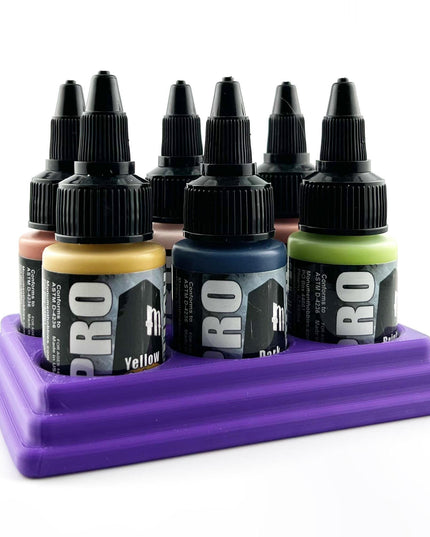 Monument Hobbies 22ml 30mm Paint Bottle Holder / Stand - Holds 6 Monument Hobbies 22ml 30mm  Bottles w/ Anti-Slip Rubber Feet - 3D Printed