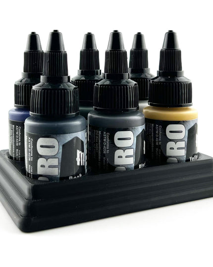 Monument Hobbies 22ml 30mm Paint Bottle Holder / Stand - Holds 6 Monument Hobbies 22ml 30mm  Bottles w/ Anti-Slip Rubber Feet - 3D Printed