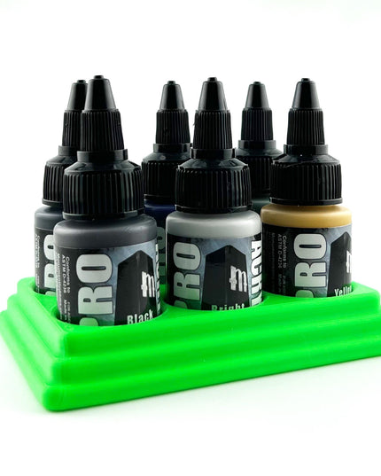 Monument Hobbies 22ml 30mm Paint Bottle Holder / Stand - Holds 6 Monument Hobbies 22ml 30mm  Bottles w/ Anti-Slip Rubber Feet - 3D Printed