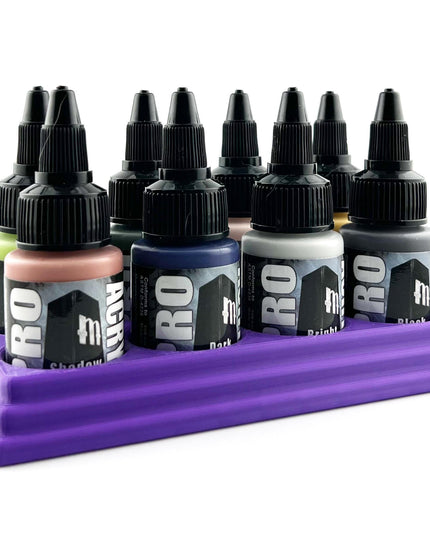 Monument Hobbies 22ml 30mm Paint Bottle Holder / Stand - Holds 8 Monument Hobbies 22ml 30mm  Bottles w/ Anti-Slip Rubber Feet - 3D Printed