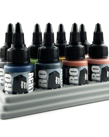 Monument Hobbies 22ml 30mm Paint Bottle Holder / Stand - Holds 8 Monument Hobbies 22ml 30mm  Bottles w/ Anti-Slip Rubber Feet - 3D Printed