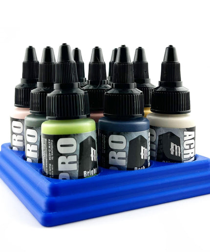 Monument Hobbies 22ml 30mm Paint Bottle Holder / Stand - Holds 9 Monument Hobbies 22ml 30mm  Bottles w/ Anti-Slip Rubber Feet - 3D Printed