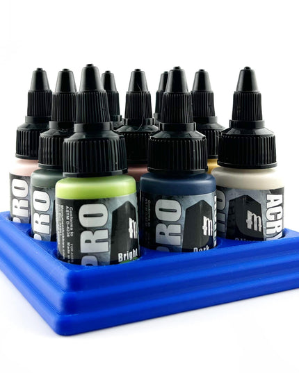 Monument Hobbies 22ml 30mm Paint Bottle Holder / Stand - Holds 9 Monument Hobbies 22ml 30mm  Bottles w/ Anti-Slip Rubber Feet - 3D Printed