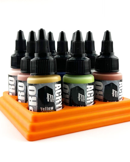 Monument Hobbies 22ml 30mm Paint Bottle Holder / Stand - Holds 9 Monument Hobbies 22ml 30mm  Bottles w/ Anti-Slip Rubber Feet - 3D Printed