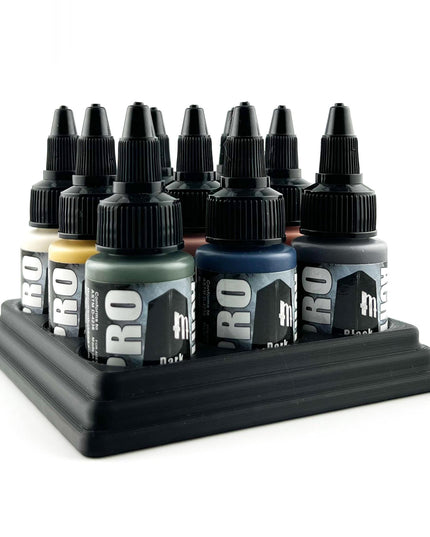 Monument Hobbies 22ml 30mm Paint Bottle Holder / Stand - Holds 9 Monument Hobbies 22ml 30mm  Bottles w/ Anti-Slip Rubber Feet - 3D Printed