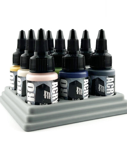 Monument Hobbies 22ml 30mm Paint Bottle Holder / Stand - Holds 9 Monument Hobbies 22ml 30mm  Bottles w/ Anti-Slip Rubber Feet - 3D Printed