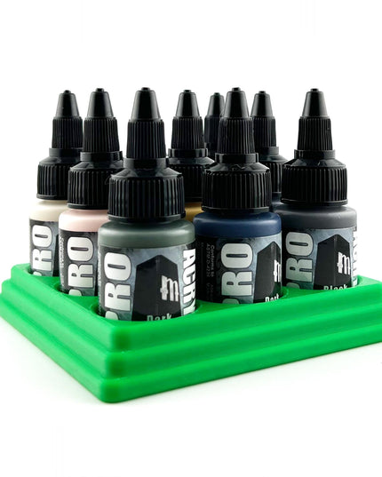 Monument Hobbies 22ml 30mm Paint Bottle Holder / Stand - Holds 9 Monument Hobbies 22ml 30mm  Bottles w/ Anti-Slip Rubber Feet - 3D Printed