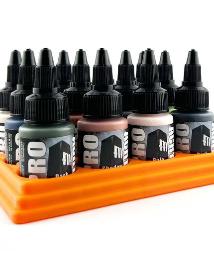 Monument Hobbies 22ml 30mm Paint Bottle Holder / Stand - Holds 12 Monument Hobbies 22ml 30mm  Bottles w/ Anti-Slip Rubber Feet - 3D Printed
