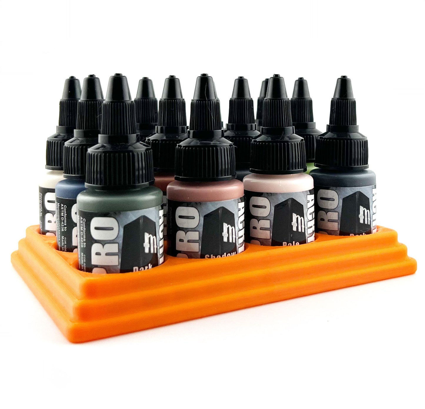 Monument Hobbies 22ml 30mm Paint Bottle Holder / Stand - Holds 12 Monument Hobbies 22ml 30mm  Bottles w/ Anti-Slip Rubber Feet - 3D Printed