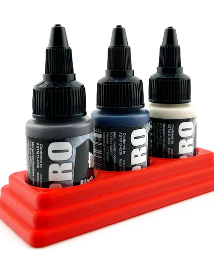 Monument Hobbies 22ml 30mm Paint Bottle Holder / Stand - Holds 3 Monument Hobbies 22ml 30mm  Bottles w/ Anti-Slip Rubber Feet - 3D Printed