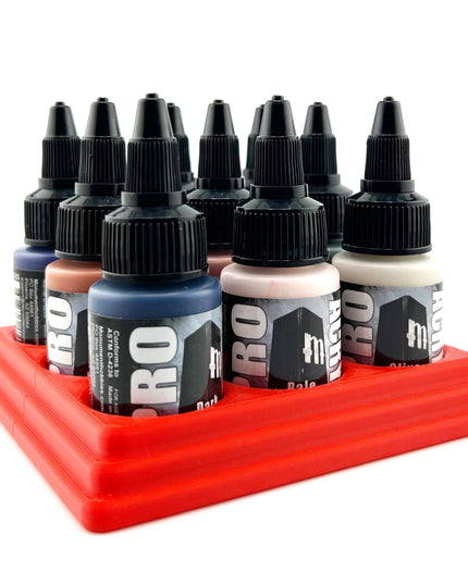 Monument Hobbies 22ml 30mm Paint Bottle Holder / Stand - Holds 9 Monument Hobbies 22ml 30mm  Bottles w/ Anti-Slip Rubber Feet - 3D Printed