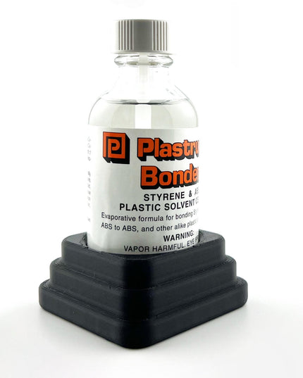 Plastruct Bondene Anti-Tip Bottle Holder for 2 oz Bottle with Anti-Slip Rubber Feet - Holds 1 Bottle - Made and Designed in the USA