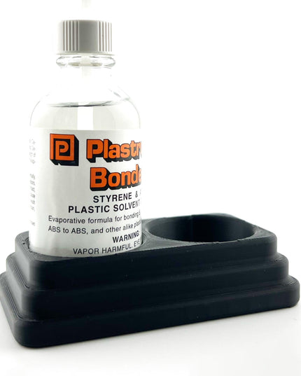 Plastruct Bondene Anti-Tip Bottle Holder for 2 oz Bottle with Anti-Slip Rubber Feet - Holds 2 Bottles - Made and Designed in the USA