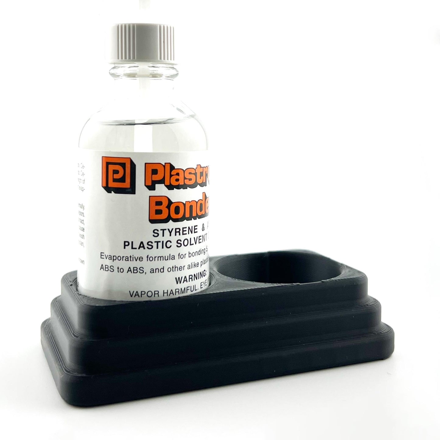 Plastruct Bondene Anti-Tip Bottle Holder for 2 oz Bottle with Anti-Slip Rubber Feet - Holds 2 Bottles - Made and Designed in the USA