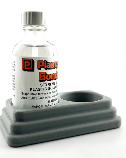 Plastruct Bondene Anti-Tip Bottle Holder for 2 oz Bottle with Anti-Slip Rubber Feet - Holds 2 Bottles - Made and Designed in the USA