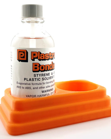 Plastruct Bondene Anti-Tip Bottle Holder for 2 oz Bottle with Anti-Slip Rubber Feet - Holds 2 Bottles - Made and Designed in the USA