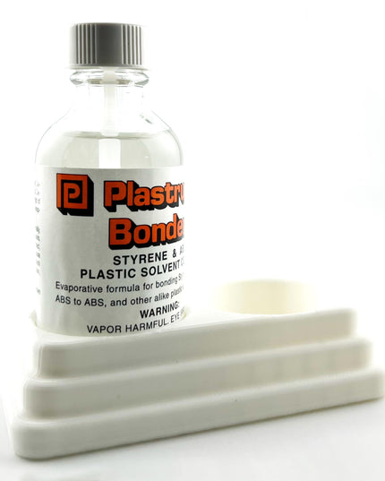 Plastruct Bondene Anti-Tip Bottle Holder for 2 oz Bottle with Anti-Slip Rubber Feet - Holds 2 Bottles - Made and Designed in the USA
