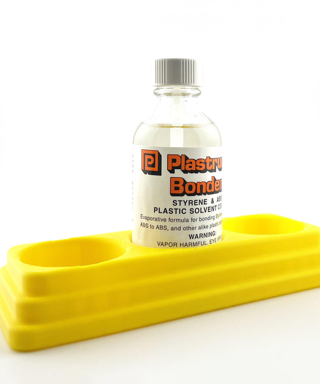 Plastruct Bondene Anti-Tip Bottle Holder for 2 oz Bottle with Anti-Slip Rubber Feet - Holds 3 Bottles - Made and Designed in the USA