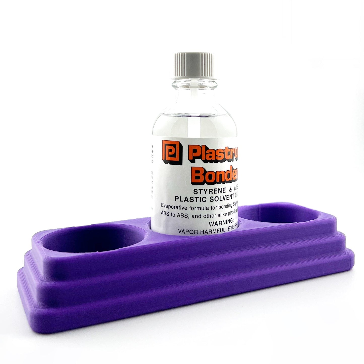 Plastruct Bondene Anti-Tip Bottle Holder for 2 oz Bottle with Anti-Slip Rubber Feet - Holds 3 Bottles - Made and Designed in the USA