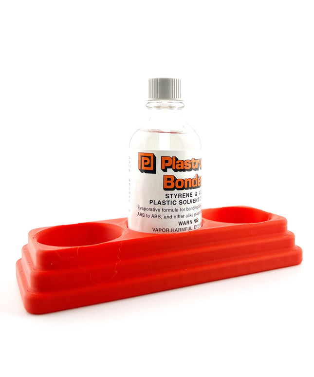 Plastruct Bondene Anti-Tip Bottle Holder for 2 oz Bottle with Anti-Slip Rubber Feet - Holds 3 Bottles - Made and Designed in the USA