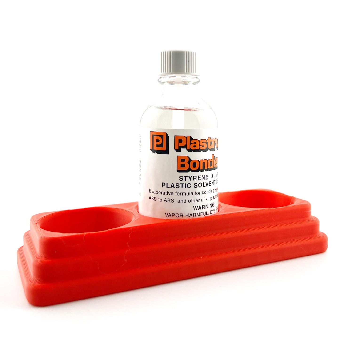 Plastruct Bondene Anti-Tip Bottle Holder for 2 oz Bottle with Anti-Slip Rubber Feet - Holds 3 Bottles - Made and Designed in the USA