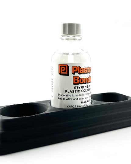 Plastruct Bondene Anti-Tip Bottle Holder for 2 oz Bottle with Anti-Slip Rubber Feet - Holds 3 Bottles - Made and Designed in the USA