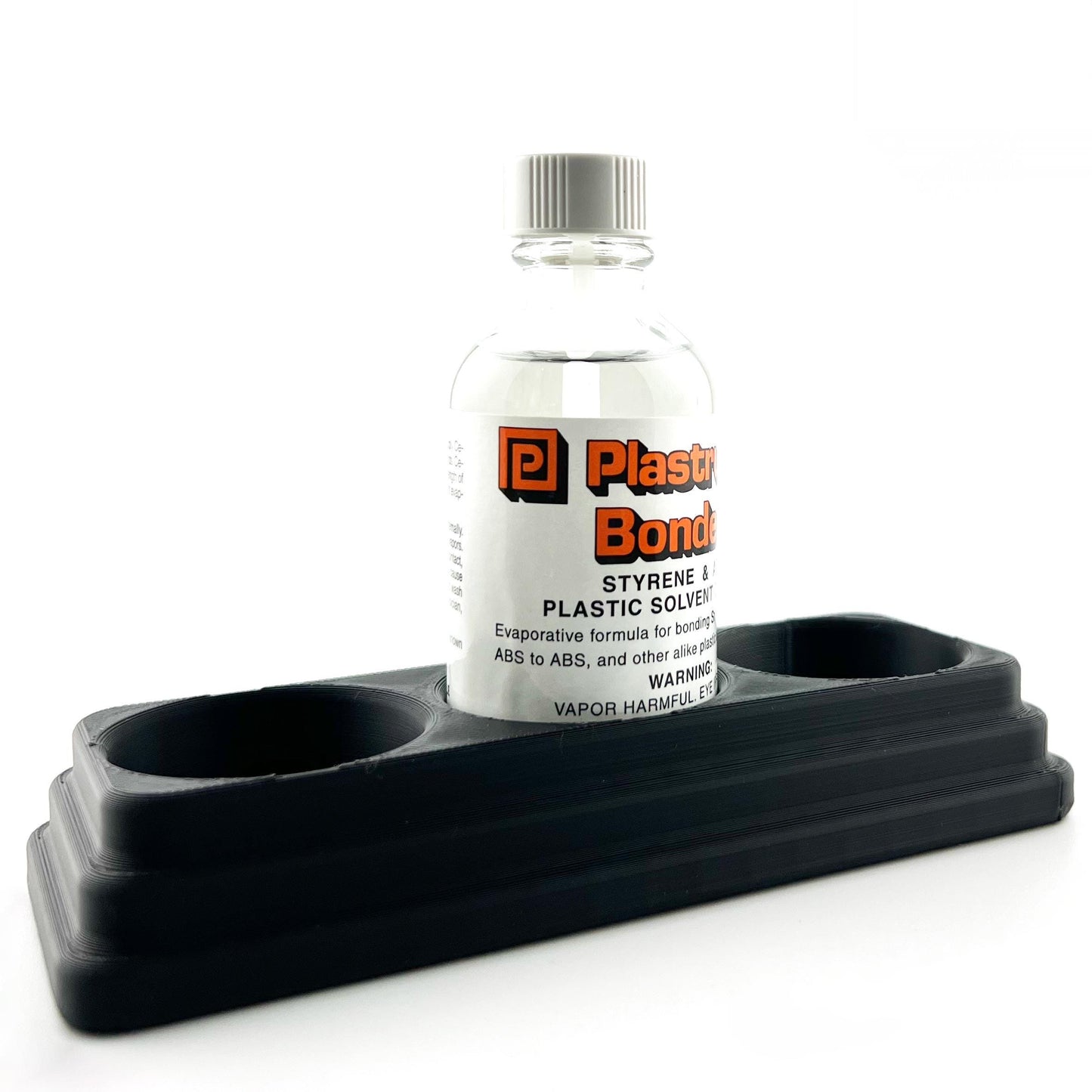 Plastruct Bondene Anti-Tip Bottle Holder for 2 oz Bottle with Anti-Slip Rubber Feet - Holds 3 Bottles - Made and Designed in the USA