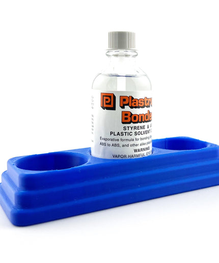 Plastruct Bondene Anti-Tip Bottle Holder for 2 oz Bottle with Anti-Slip Rubber Feet - Holds 3 Bottles - Made and Designed in the USA