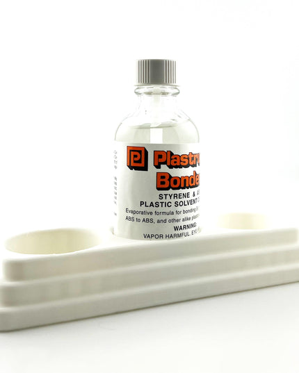 Plastruct Bondene Anti-Tip Bottle Holder for 2 oz Bottle with Anti-Slip Rubber Feet - Holds 3 Bottles - Made and Designed in the USA