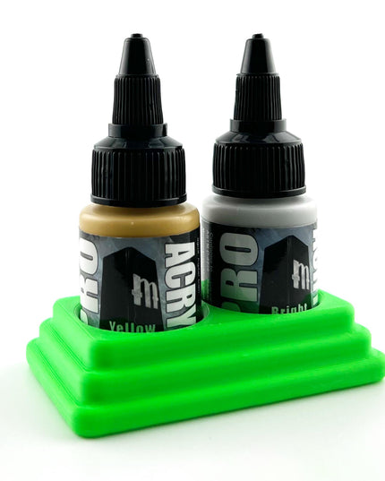 Monument Hobbies 22ml 30mm Paint Bottle Holder / Stand - Holds 2 Monument Hobbies 22ml 30mm  Bottles w/ Anti-Slip Rubber Feet - 3D Printed