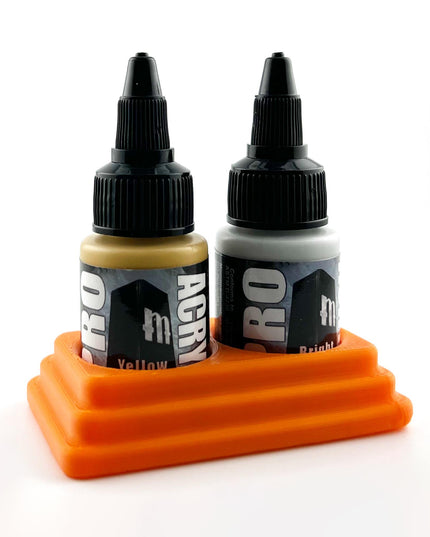 Monument Hobbies 22ml 30mm Paint Bottle Holder / Stand - Holds 2 Monument Hobbies 22ml 30mm  Bottles w/ Anti-Slip Rubber Feet - 3D Printed