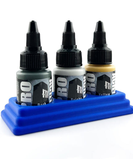 Monument Hobbies 22ml 30mm Paint Bottle Holder / Stand - Holds 3 Monument Hobbies 22ml 30mm  Bottles w/ Anti-Slip Rubber Feet - 3D Printed