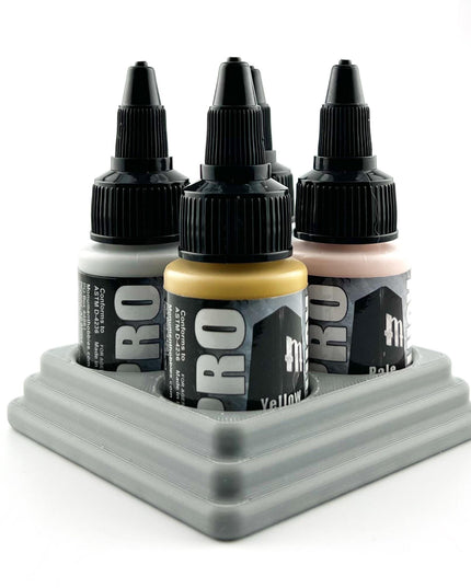 Monument Hobbies 22ml 30mm Paint Bottle Holder / Stand - Holds 4 Monument Hobbies 22ml 30mm  Bottles w/ Anti-Slip Rubber Feet - 3D Printed