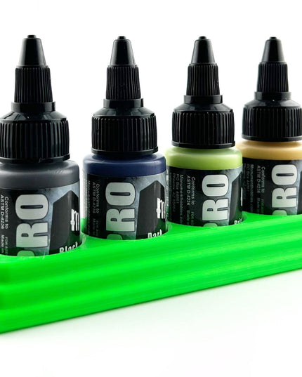 Monument Hobbies 22ml 30mm Paint Bottle Holder / Long Stand - Holds 4 Monument Hobbies 22ml 30mm  Bottles w/ Anti-Slip Rubber Feet