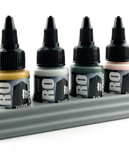 Monument Hobbies 22ml 30mm Paint Bottle Holder / Long Stand - Holds 4 Monument Hobbies 22ml 30mm  Bottles w/ Anti-Slip Rubber Feet
