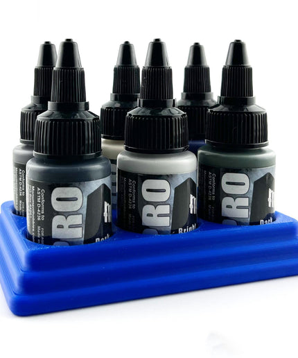 Monument Hobbies 22ml 30mm Paint Bottle Holder / Stand - Holds 6 Monument Hobbies 22ml 30mm  Bottles w/ Anti-Slip Rubber Feet - 3D Printed
