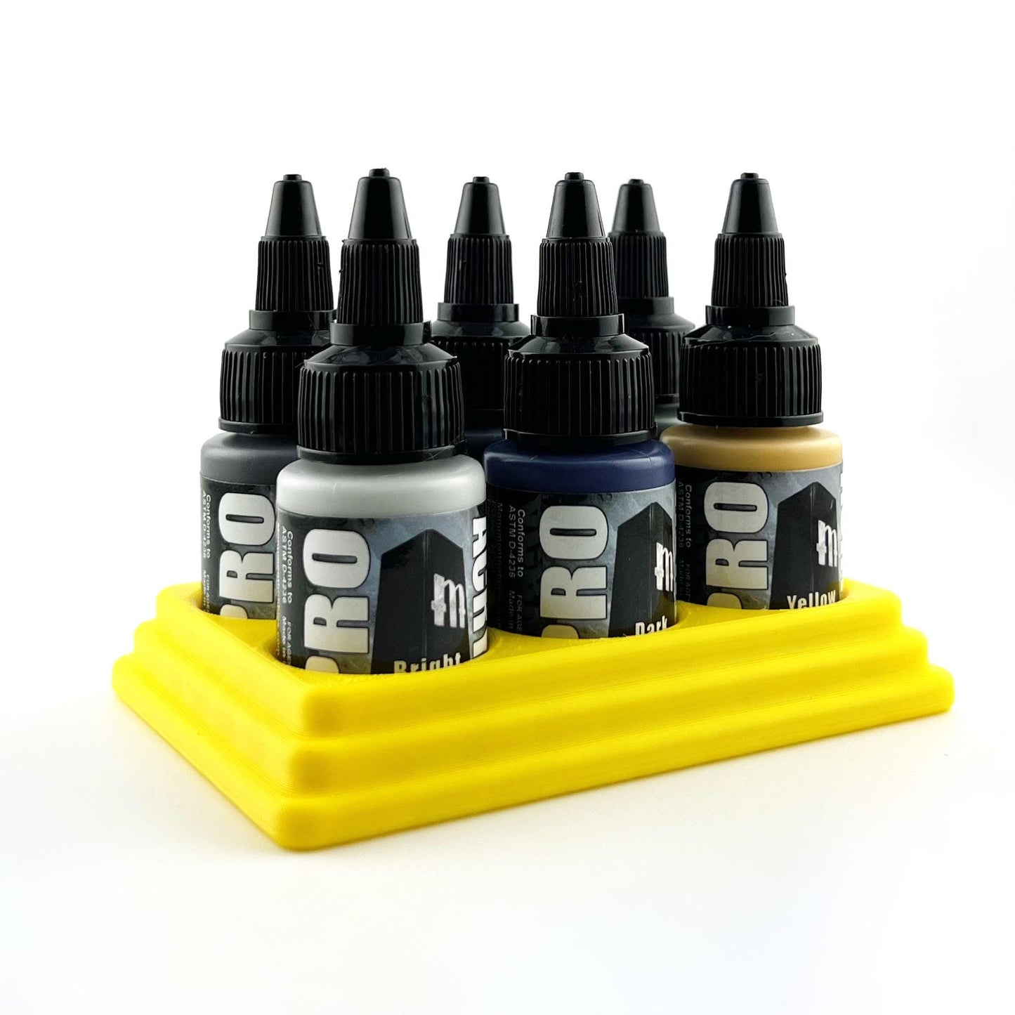 Monument Hobbies 22ml 30mm Paint Bottle Holder / Stand - Holds 6 Monument Hobbies 22ml 30mm  Bottles w/ Anti-Slip Rubber Feet - 3D Printed